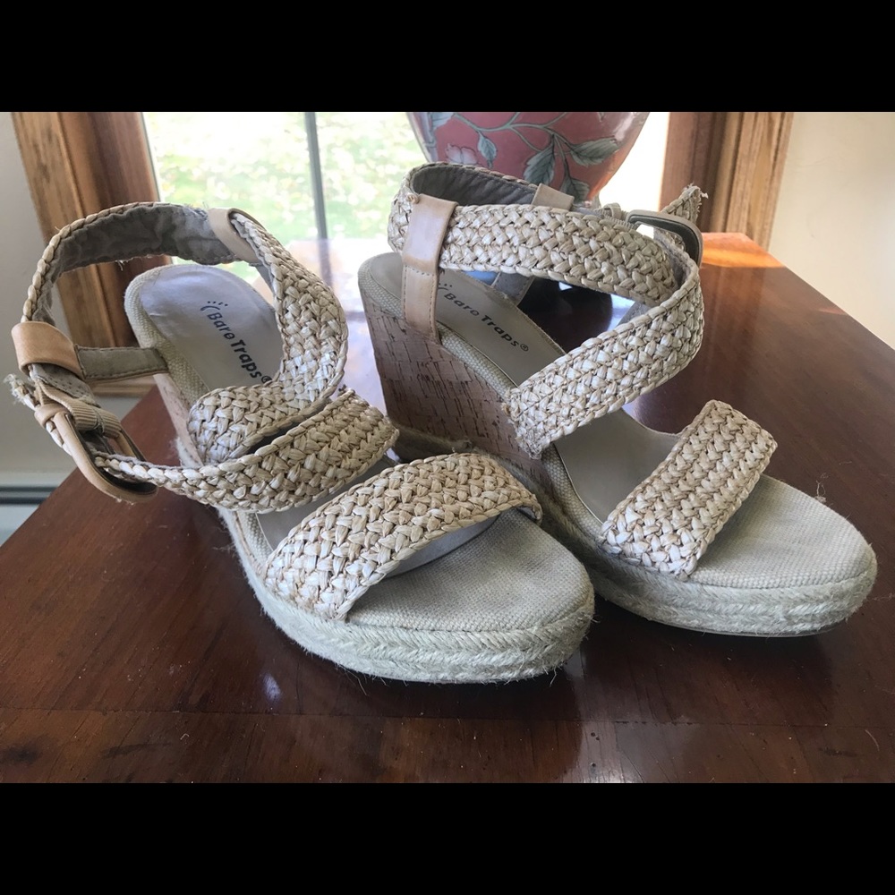 Tan/Natural platform espadrilles